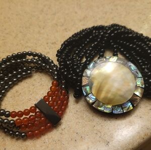 Two chunky beaded bracelets
